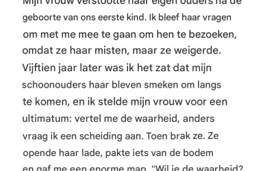 Mijn vrouw heeft haar ouders verstoten nadat onze zoon was geboren – vijftien jaar later vertelde ze me de schokkende waarheid