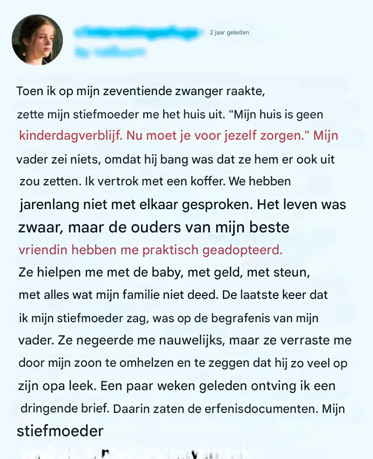 Mijn stiefmoeder verliet me op mijn zeventiende omdat ik zwanger was. Jaren later veranderde haar laatste brief alles.