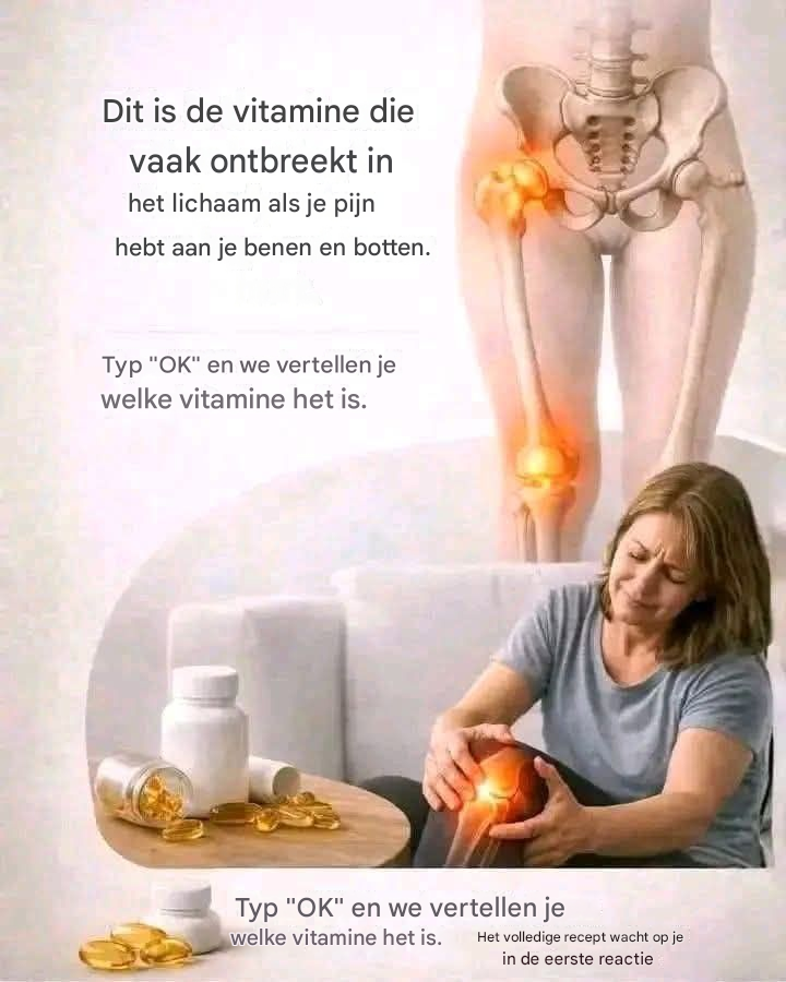 De vitamine die het meest wordt gekoppeld aan bot- en beenpijn is vitamine D.